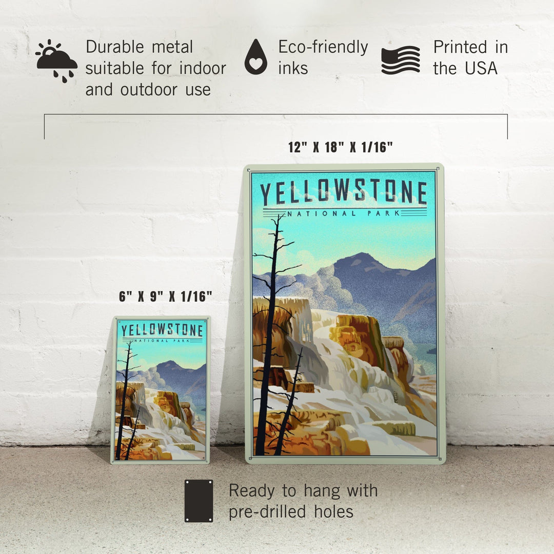 Yellowstone National Park, Mammoth Hot Springs, Lithograph National Park Series, Metal Signs Metal Lantern Press