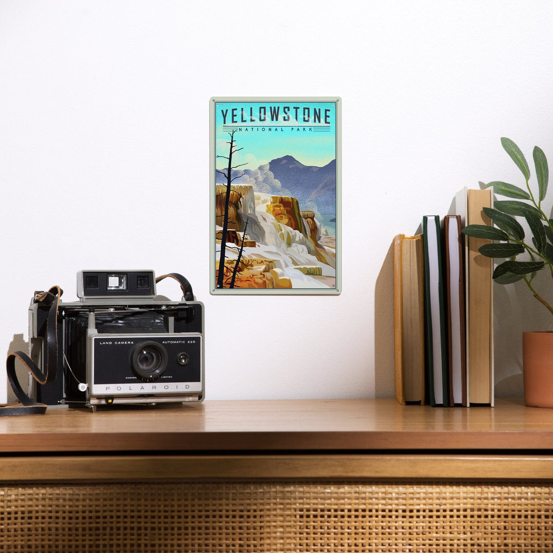 Yellowstone National Park, Mammoth Hot Springs, Lithograph National Park Series, Metal Signs Metal Lantern Press