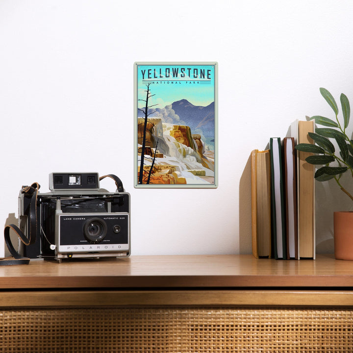 Yellowstone National Park, Mammoth Hot Springs, Lithograph National Park Series, Metal Signs Metal Lantern Press