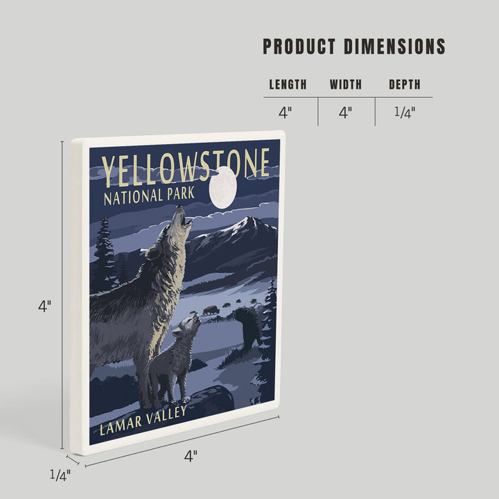 Yellowstone National Park, Montana, Lamar Valley Scene, Coasters Coasters Lantern Press