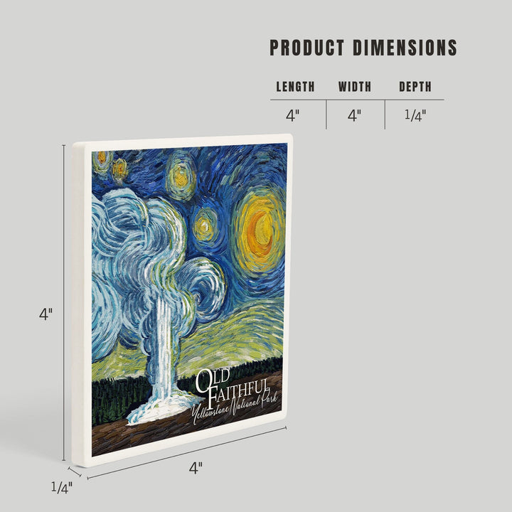 Yellowstone National Park, Old Faithful, Starry Night National Park Series, Coasters Coasters Lantern Press