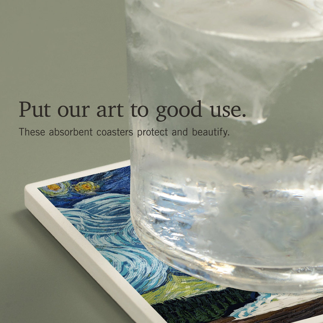 Yellowstone National Park, Old Faithful, Starry Night National Park Series, Coasters Coasters Lantern Press