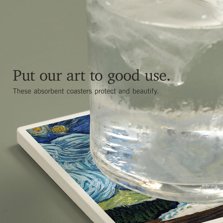 Yellowstone National Park, Old Faithful, Starry Night National Park Series, Coasters Coasters Lantern Press