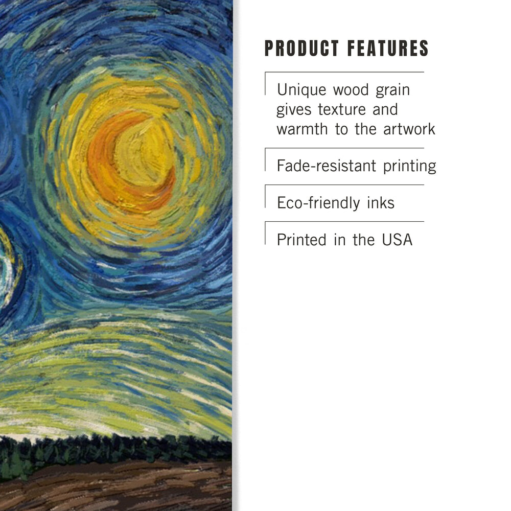 Yellowstone National Park, Old Faithful, Starry Night National Park Series, Lantern Press Artwork, Wood Signs and Postcards Wood Lantern Press