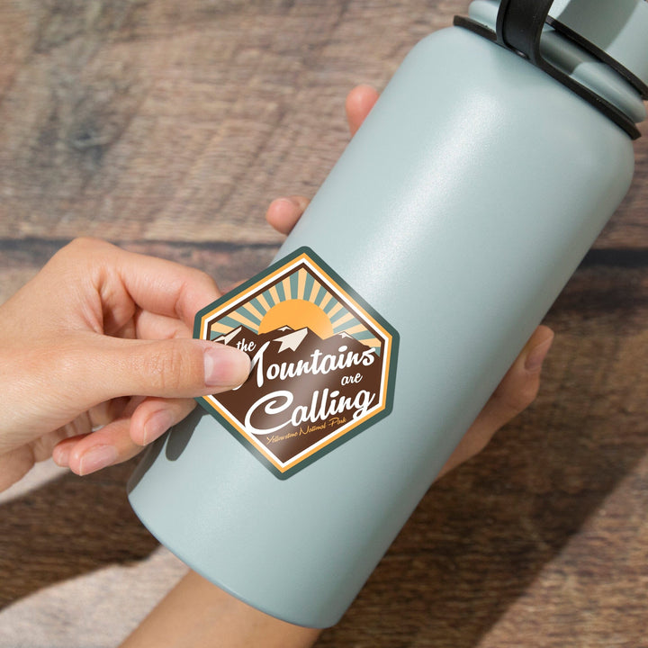 Yellowstone National Park, The Mountains are Calling, Contour, Vinyl Sticker Sticker Lantern Press