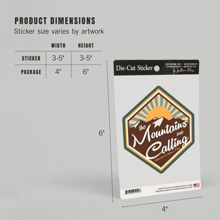 Yellowstone National Park, The Mountains are Calling, Contour, Vinyl Sticker Sticker Lantern Press