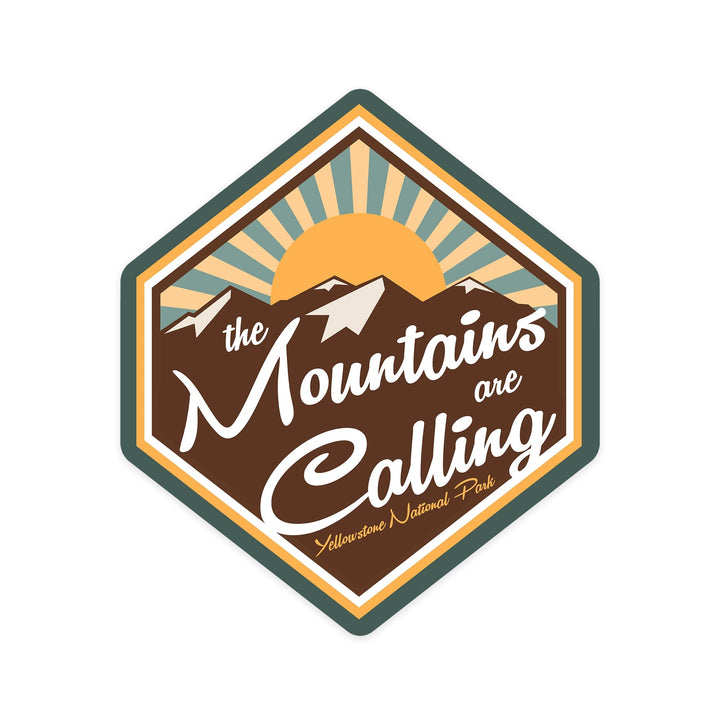 Yellowstone National Park, The Mountains are Calling, Contour, Vinyl Sticker Sticker Lantern Press