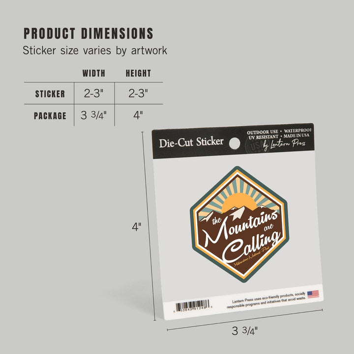 Yellowstone National Park, The Mountains are Calling, Contour, Vinyl Sticker Sticker Lantern Press