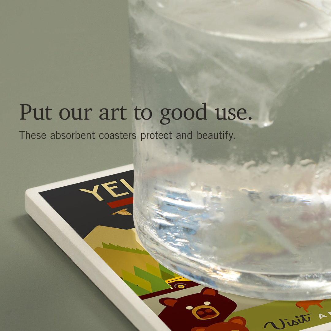 Yellowstone National Park, WY, Geometric, Coasters Coasters Lantern Press