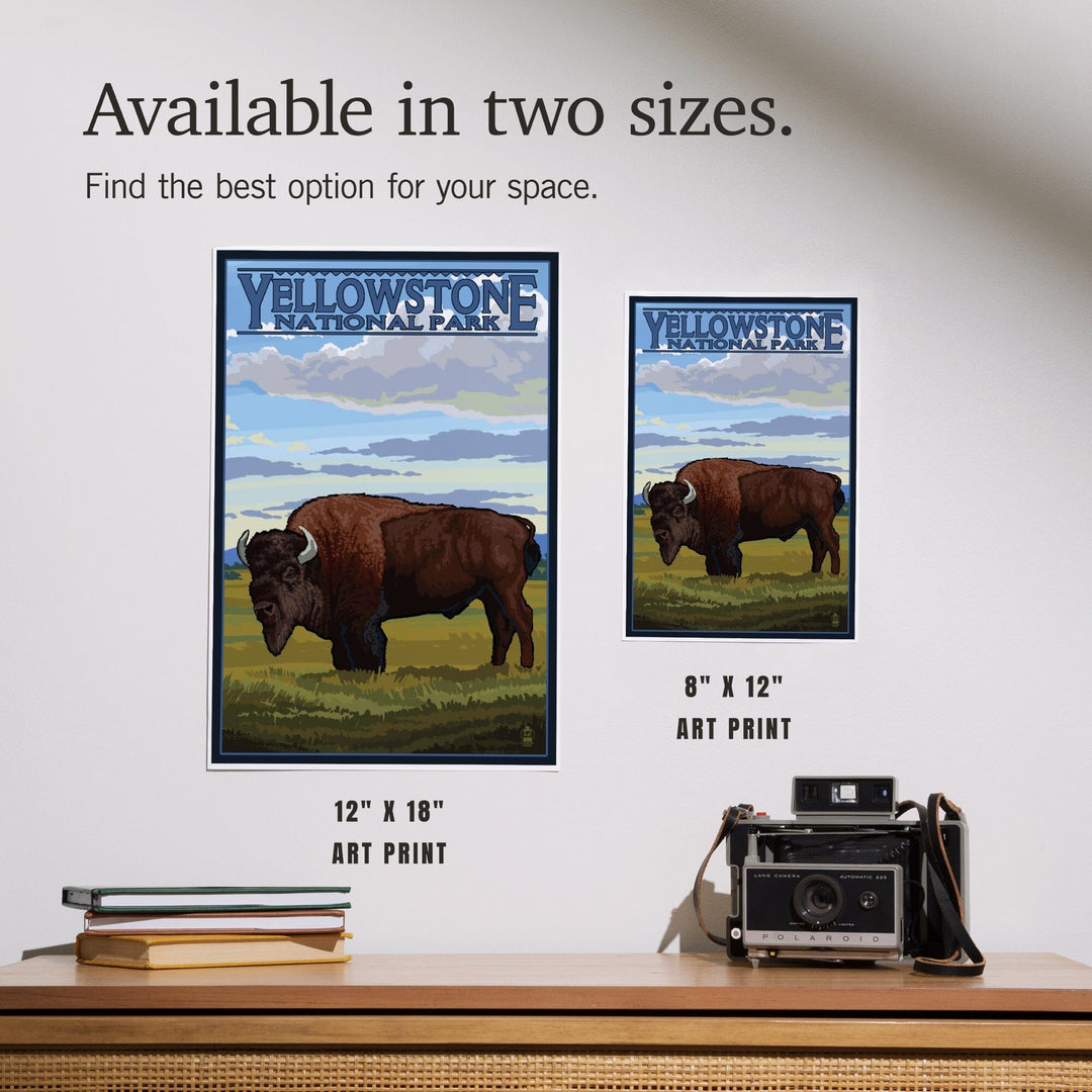 Yellowstone National Park, Wyoming, Bison in Field Scene, Art & Giclee Prints Art Lantern Press