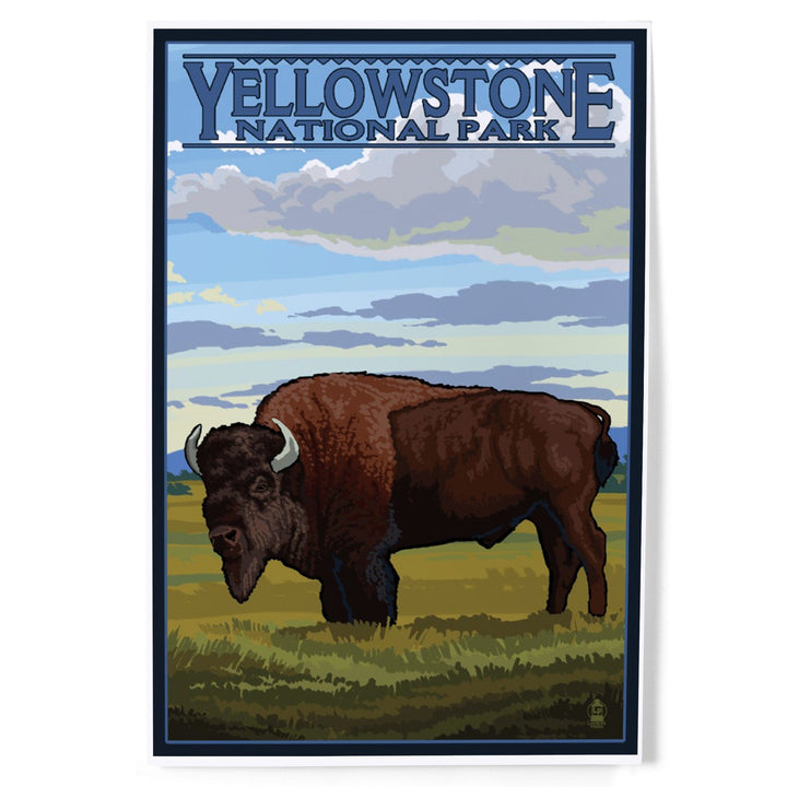 Yellowstone National Park, Wyoming, Bison in Field Scene, Art & Giclee Prints Art Lantern Press