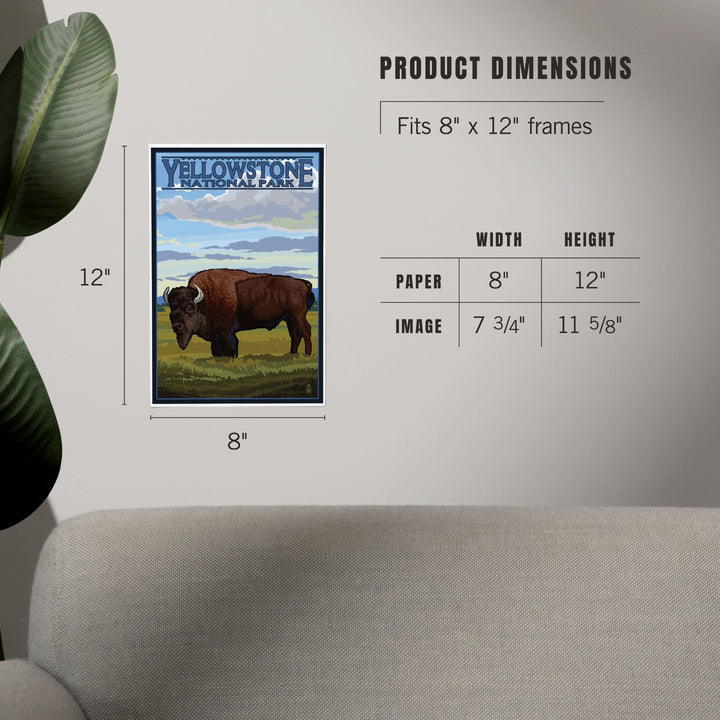 Yellowstone National Park, Wyoming, Bison in Field Scene, Art & Giclee Prints Art Lantern Press