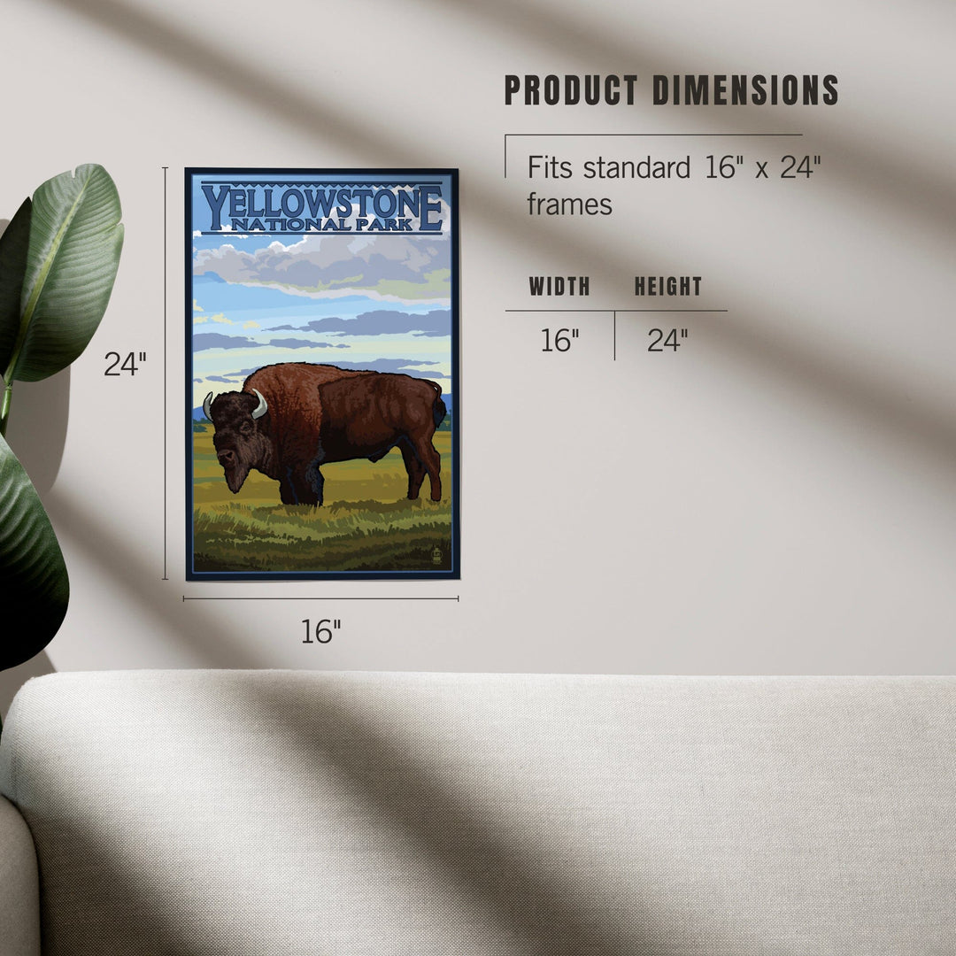 Yellowstone National Park, Wyoming, Bison in Field Scene, Art & Giclee Prints Art Lantern Press