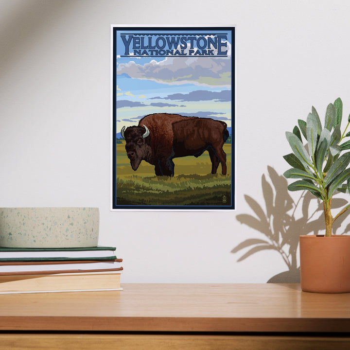 Yellowstone National Park, Wyoming, Bison in Field Scene, Art & Giclee Prints Art Lantern Press