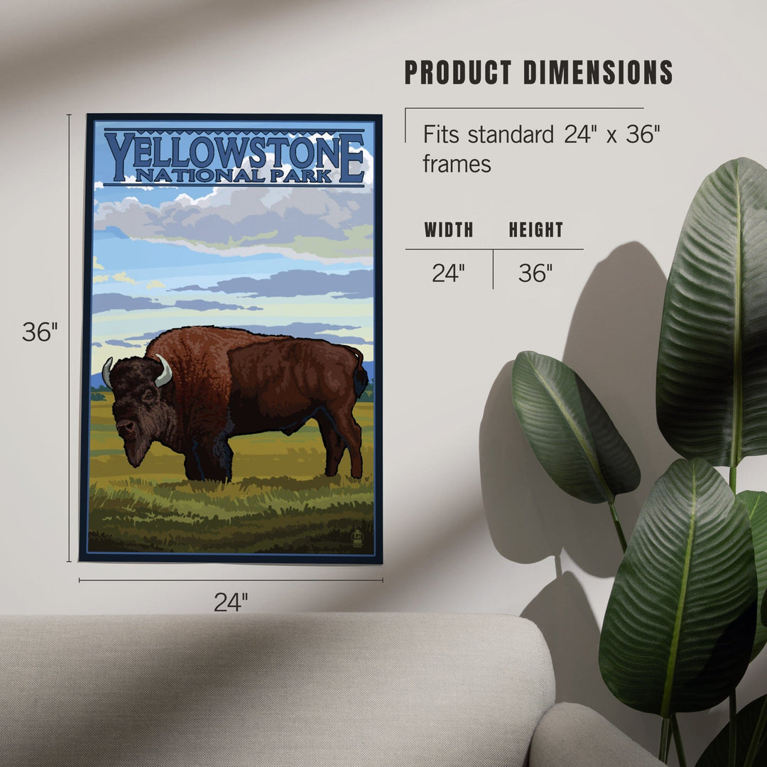 Yellowstone National Park, Wyoming, Bison in Field Scene, Art & Giclee Prints Art Lantern Press