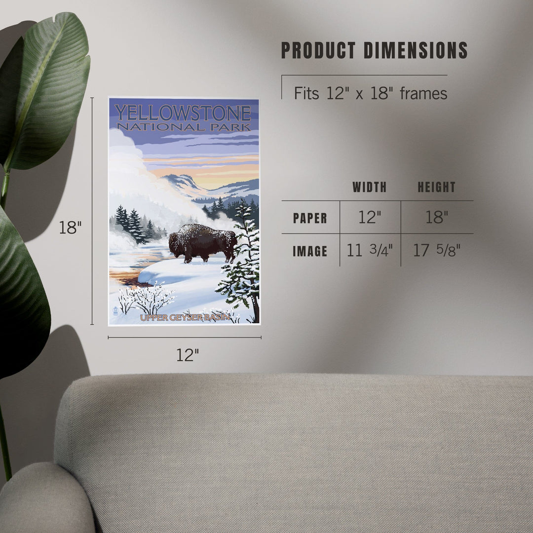 Yellowstone National Park, Wyoming, Bison Snow Scene, Art & Giclee Prints Art Lantern Press