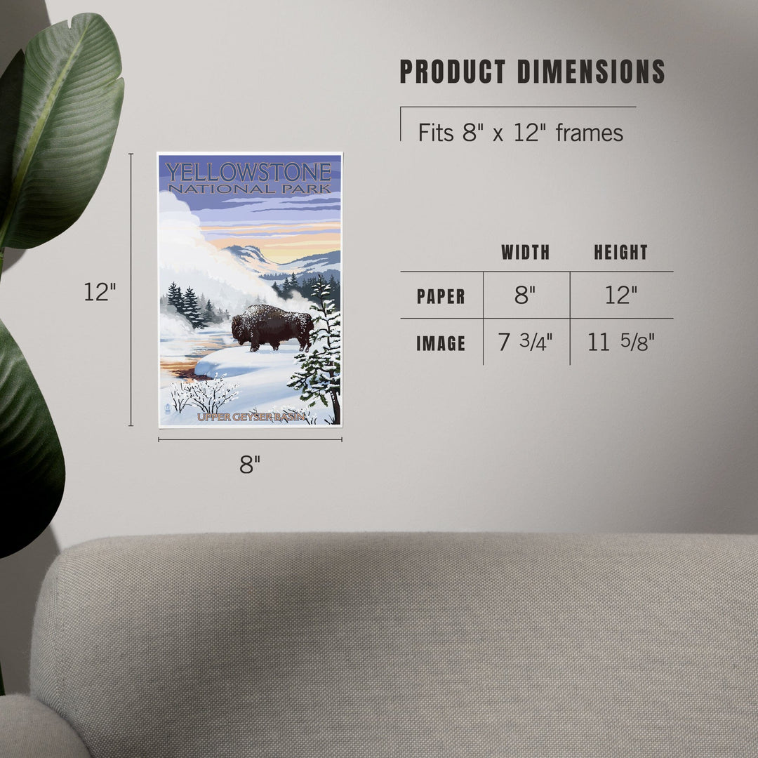 Yellowstone National Park, Wyoming, Bison Snow Scene, Art & Giclee Prints Art Lantern Press