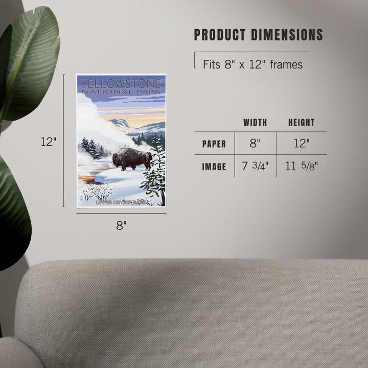 Yellowstone National Park, Wyoming, Bison Snow Scene, Art & Giclee Prints Art Lantern Press