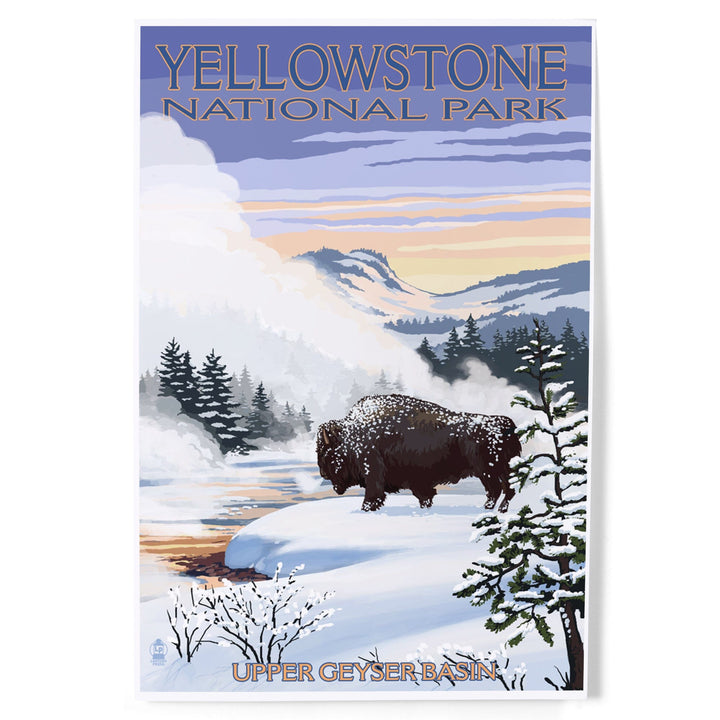Yellowstone National Park, Wyoming, Bison Snow Scene, Art & Giclee Prints Art Lantern Press 8 x 12 Art Print