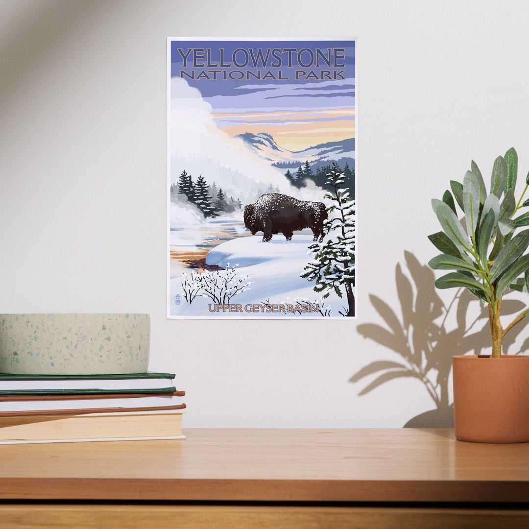 Yellowstone National Park, Wyoming, Bison Snow Scene, Art & Giclee Prints Art Lantern Press
