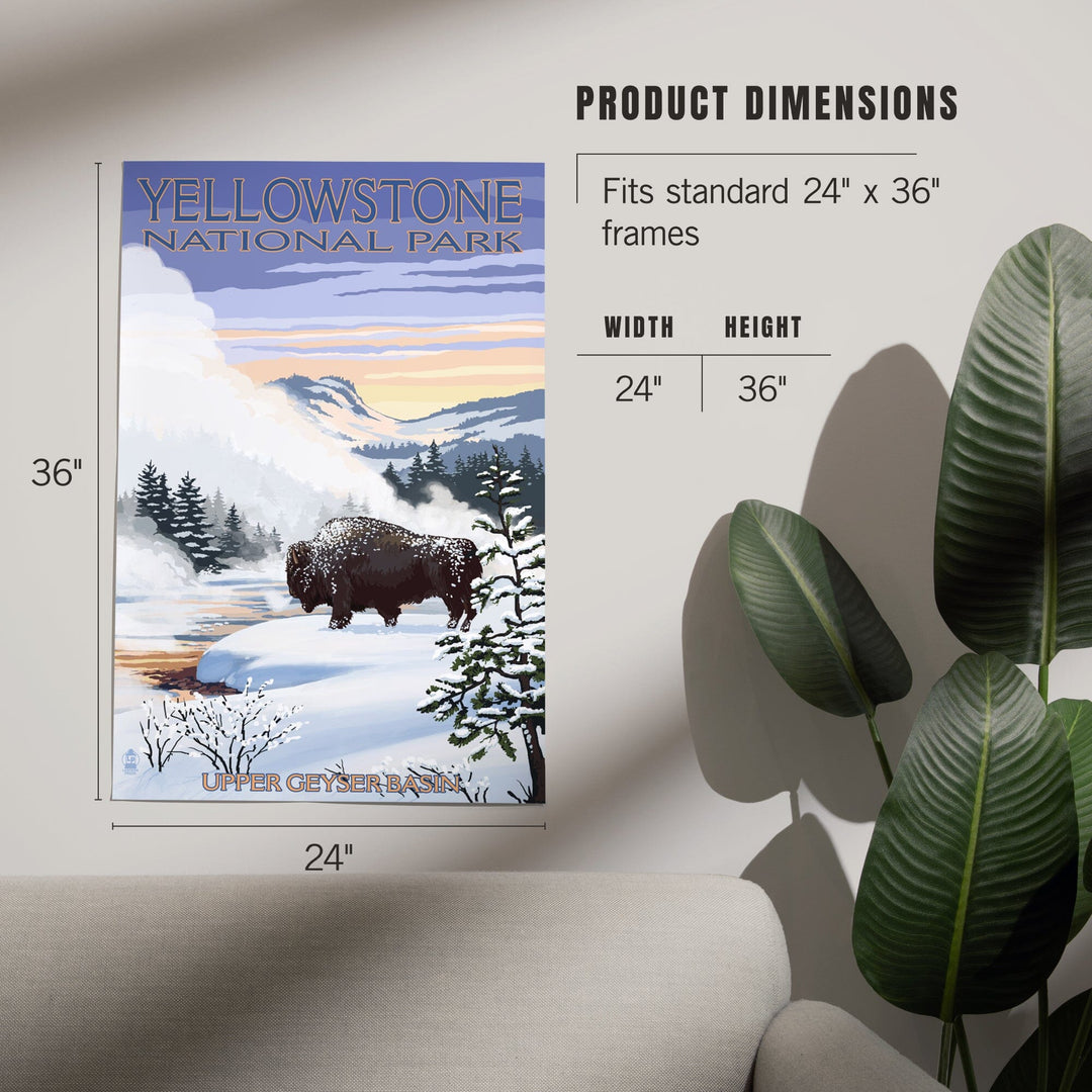 Yellowstone National Park, Wyoming, Bison Snow Scene, Art & Giclee Prints Art Lantern Press