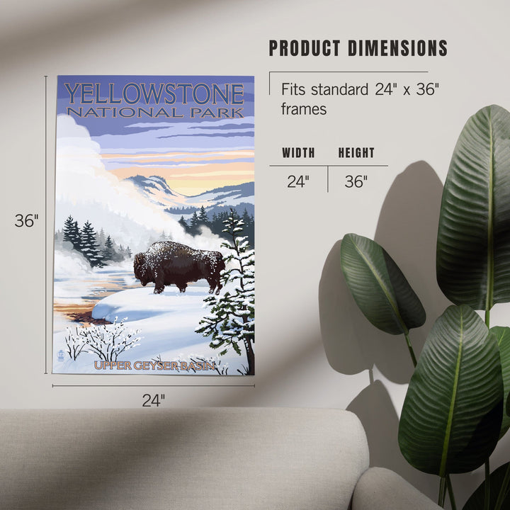Yellowstone National Park, Wyoming, Bison Snow Scene, Art & Giclee Prints Art Lantern Press