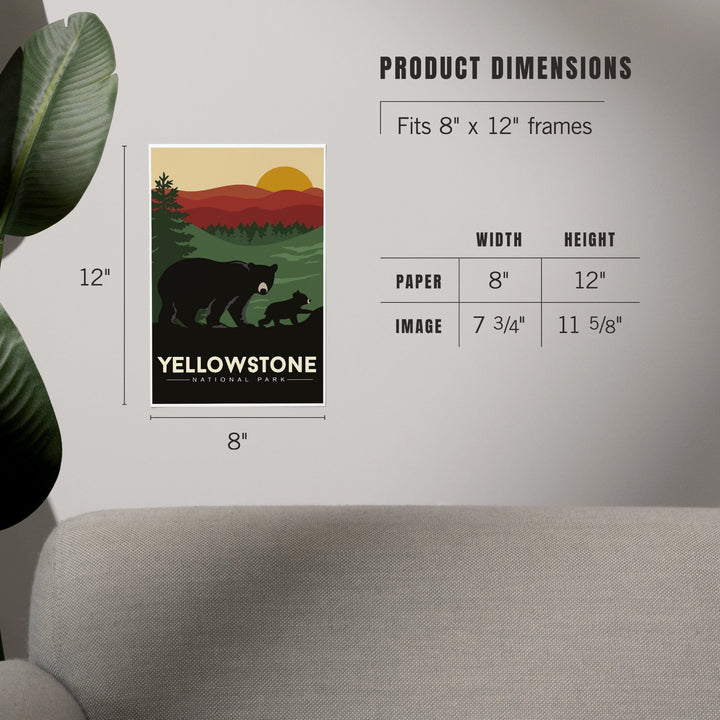 Yellowstone National Park, Wyoming, Black Bear and Cub, Art & Giclee Prints Art Lantern Press