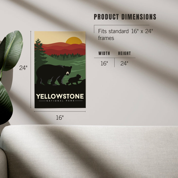 Yellowstone National Park, Wyoming, Black Bear and Cub, Art & Giclee Prints Art Lantern Press