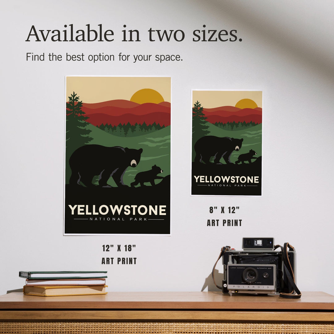 Yellowstone National Park, Wyoming, Black Bear and Cub, Art & Giclee Prints Art Lantern Press