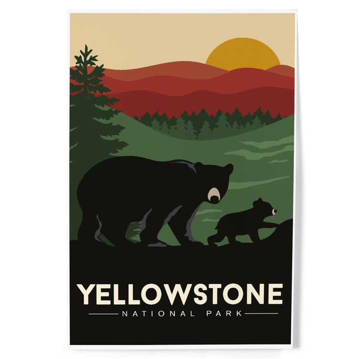 Yellowstone National Park, Wyoming, Black Bear and Cub, Art & Giclee Prints Art Lantern Press