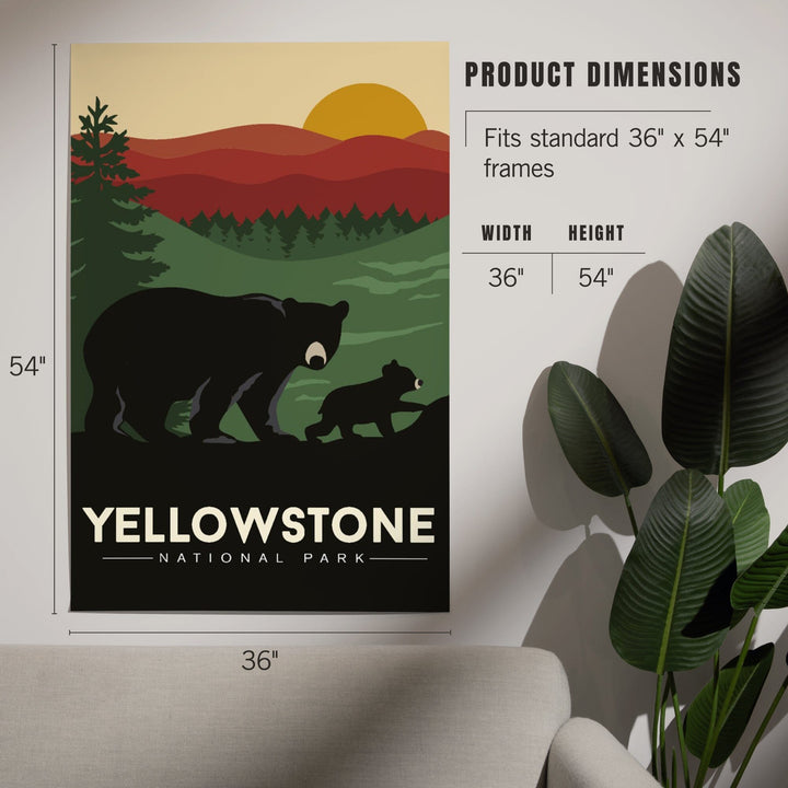 Yellowstone National Park, Wyoming, Black Bear and Cub, Art & Giclee Prints Art Lantern Press