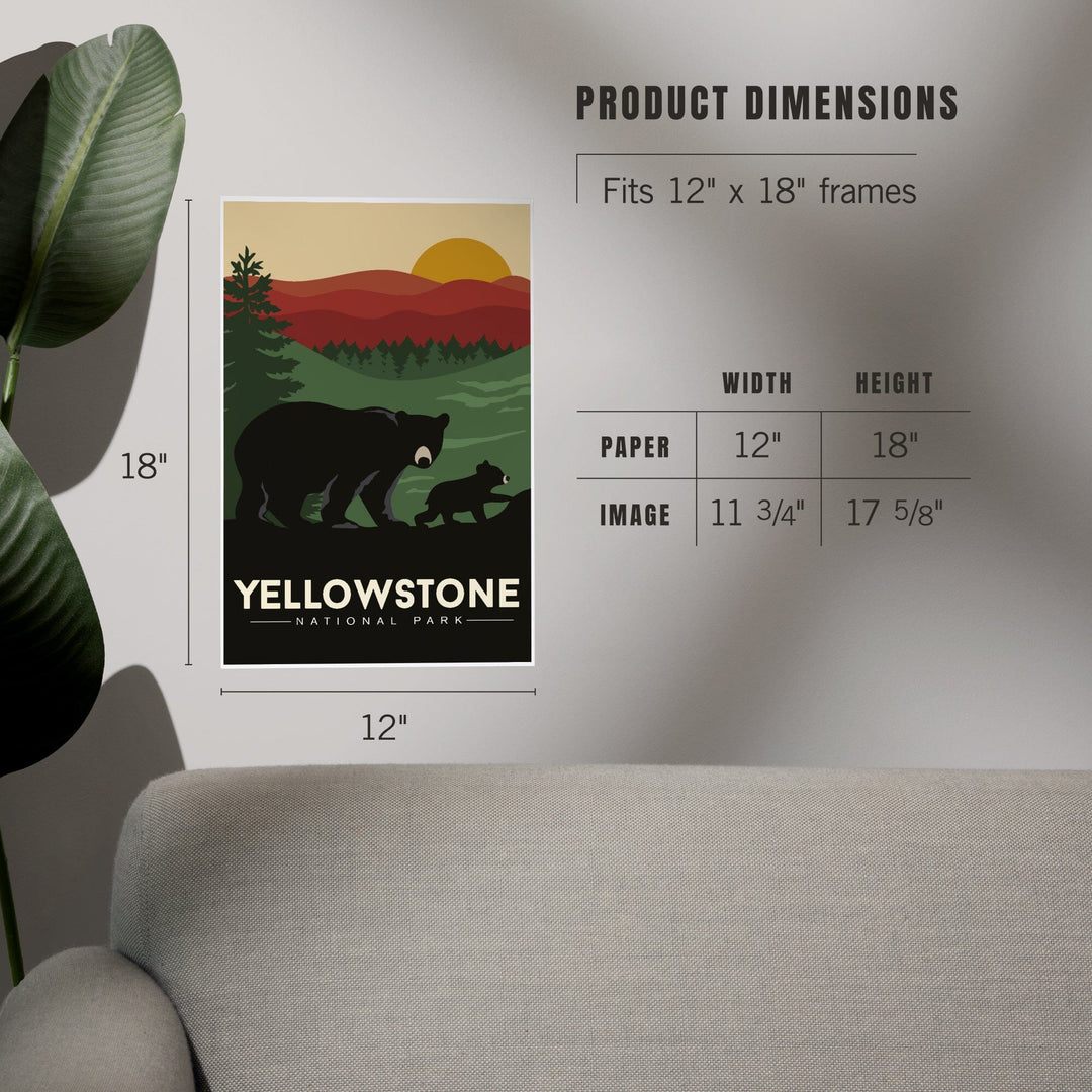 Yellowstone National Park, Wyoming, Black Bear and Cub, Art & Giclee Prints Art Lantern Press