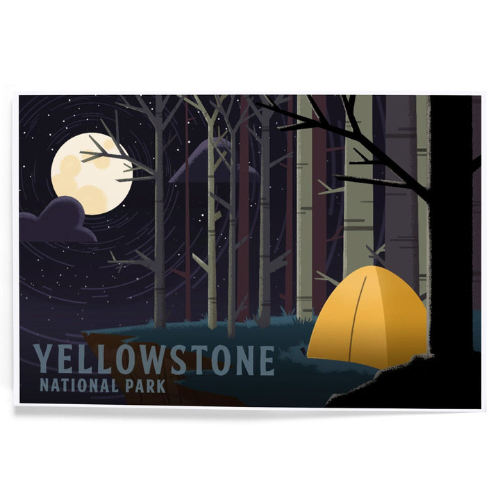 Yellowstone National Park, Wyoming, Camping by Cliffside, Pop Sky, Art & Giclee Prints Art Lantern Press 12 x 18 Art Print