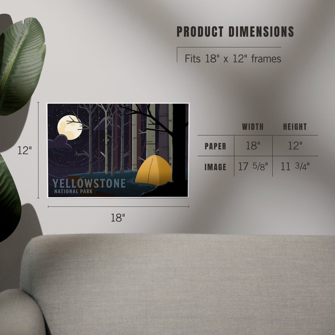 Yellowstone National Park, Wyoming, Camping by Cliffside, Pop Sky, Art & Giclee Prints Art Lantern Press