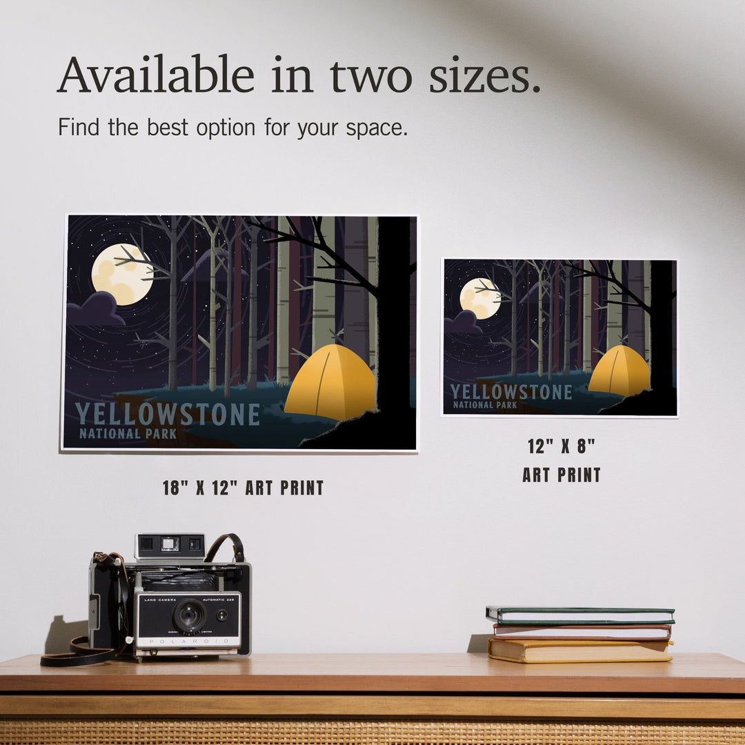 Yellowstone National Park, Wyoming, Camping by Cliffside, Pop Sky, Art & Giclee Prints Art Lantern Press