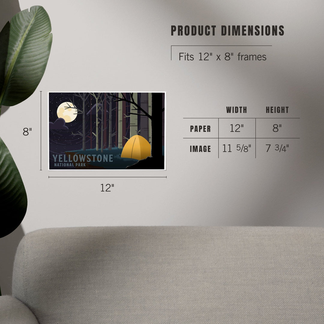 Yellowstone National Park, Wyoming, Camping by Cliffside, Pop Sky, Art & Giclee Prints Art Lantern Press