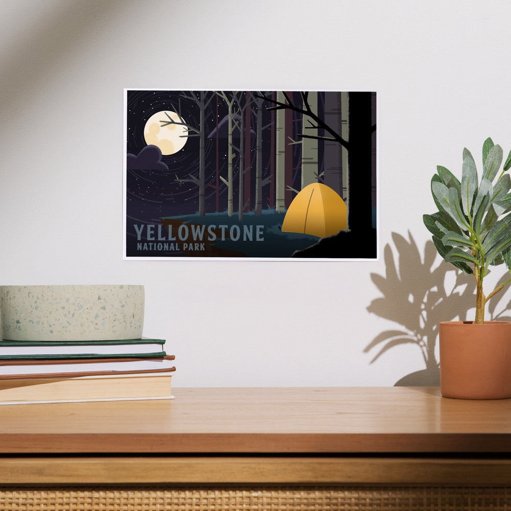 Yellowstone National Park, Wyoming, Camping by Cliffside, Pop Sky, Art & Giclee Prints Art Lantern Press
