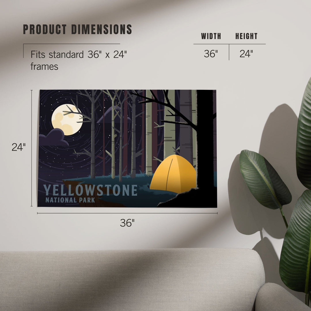 Yellowstone National Park, Wyoming, Camping by Cliffside, Pop Sky, Art & Giclee Prints Art Lantern Press