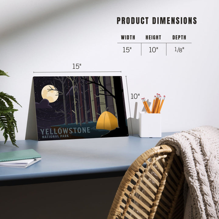 Yellowstone National Park, Wyoming, Camping by Cliffside, Pop Sky, Wood Signs and Postcards Wood Lantern Press