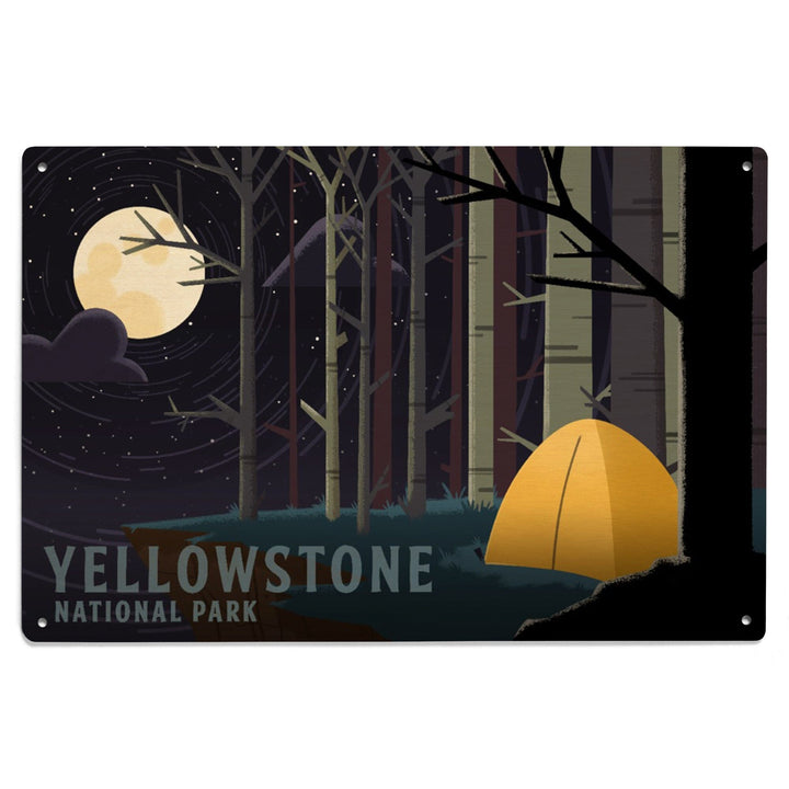 Yellowstone National Park, Wyoming, Camping by Cliffside, Pop Sky, Wood Signs and Postcards Wood Lantern Press