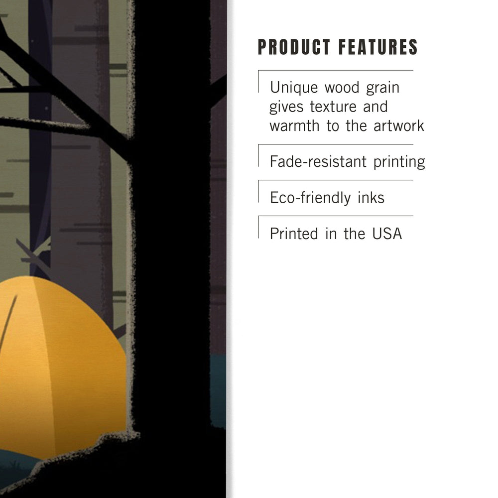 Yellowstone National Park, Wyoming, Camping by Cliffside, Pop Sky, Wood Signs and Postcards Wood Lantern Press