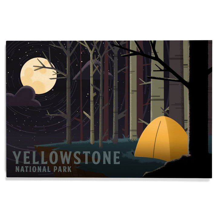 Yellowstone National Park, Wyoming, Camping by Cliffside, Pop Sky, Wood Signs and Postcards Wood Lantern Press