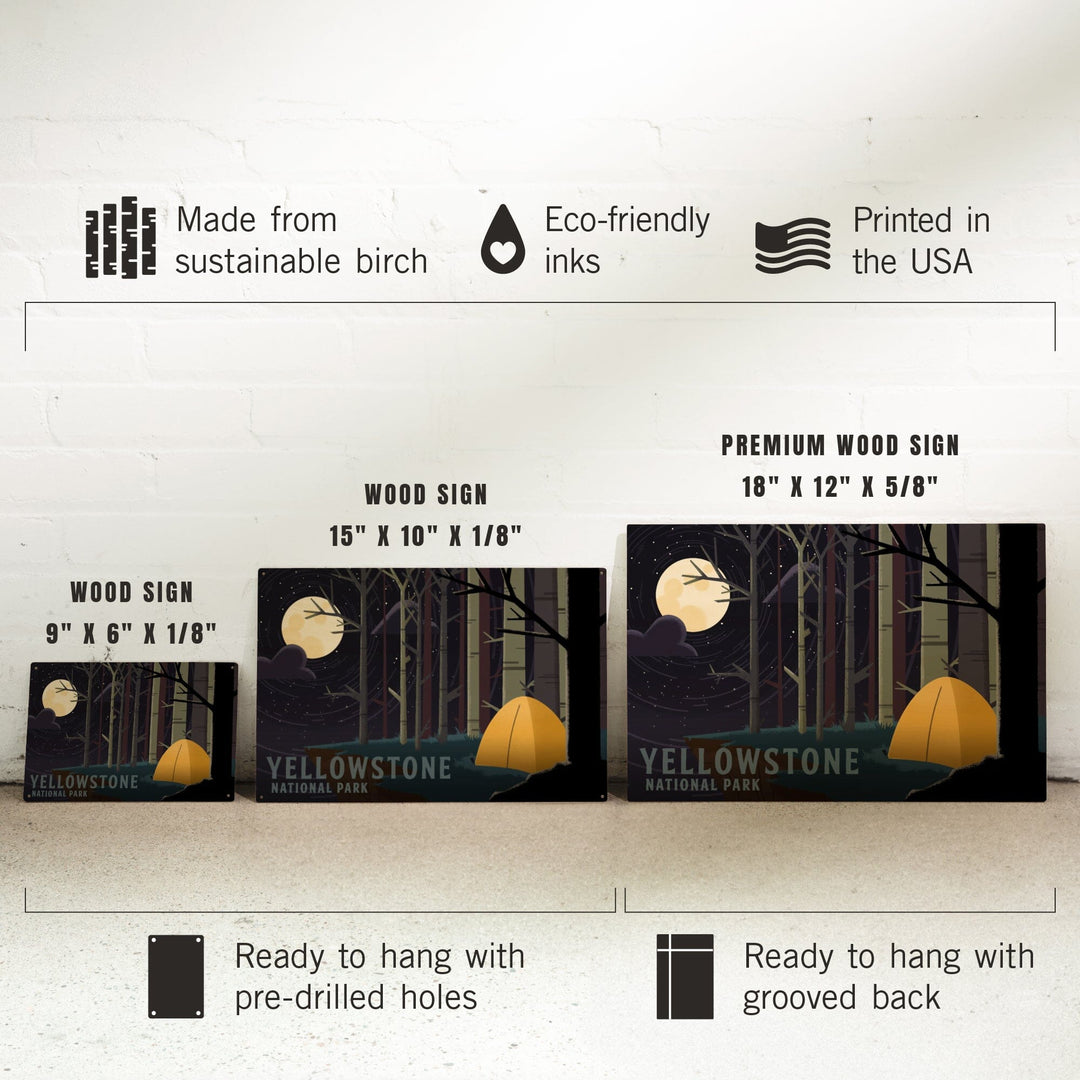 Yellowstone National Park, Wyoming, Camping by Cliffside, Pop Sky, Wood Signs and Postcards Wood Lantern Press