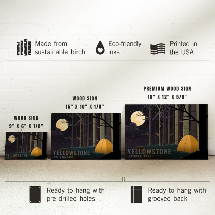 Yellowstone National Park, Wyoming, Camping by Cliffside, Pop Sky, Wood Signs and Postcards Wood Lantern Press