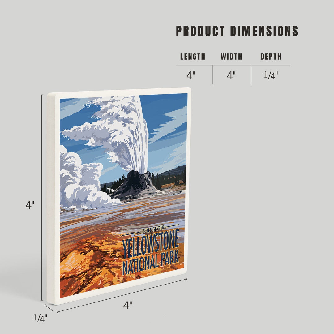 Yellowstone National Park, Wyoming, Castle Geyser, Coasters Coasters Lantern Press