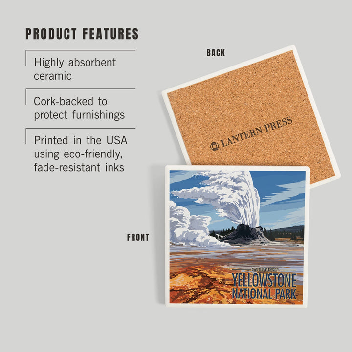 Yellowstone National Park, Wyoming, Castle Geyser, Coasters Coasters Lantern Press