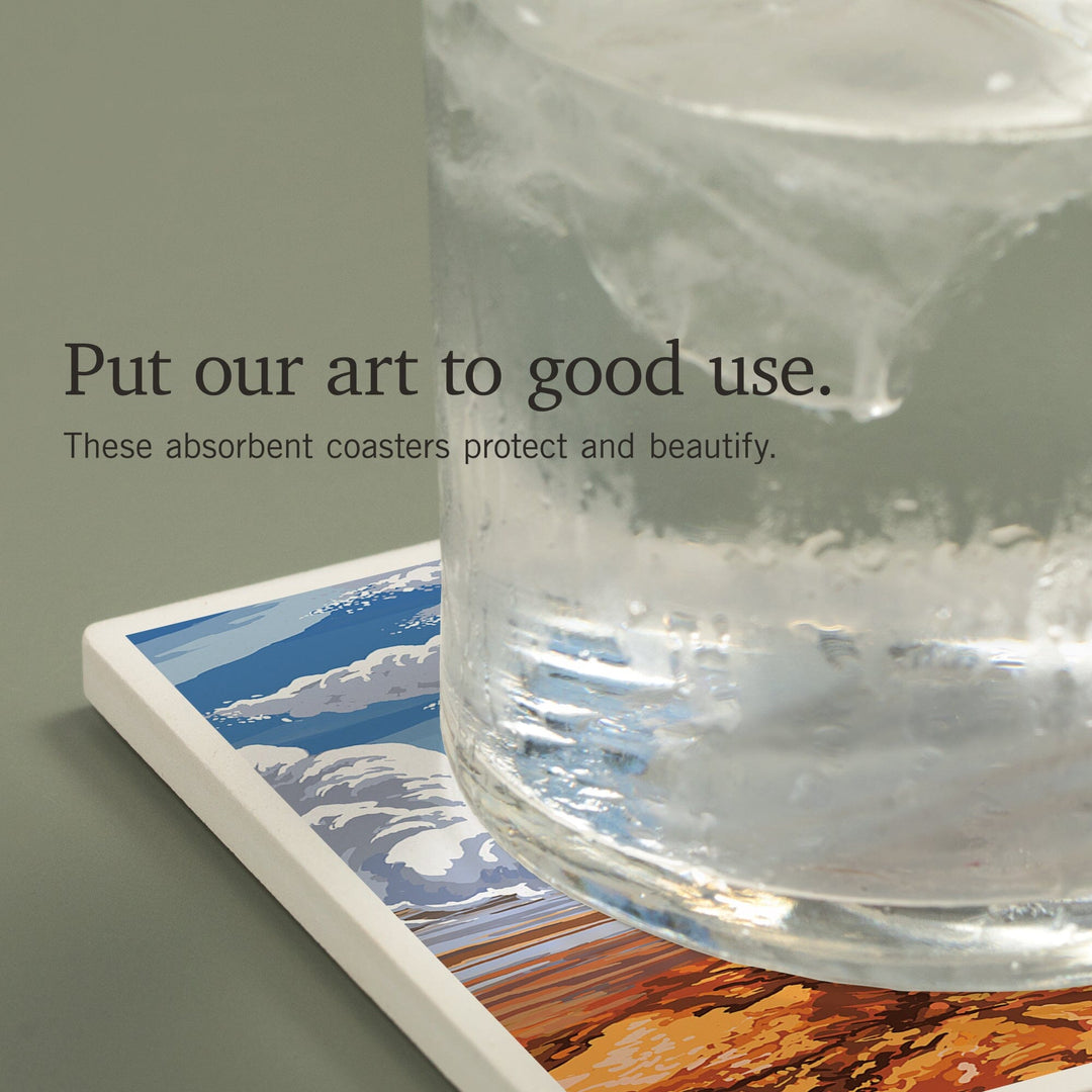 Yellowstone National Park, Wyoming, Castle Geyser, Coasters Coasters Lantern Press