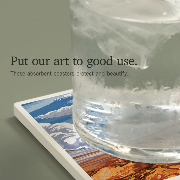 Yellowstone National Park, Wyoming, Castle Geyser, Coasters Coasters Lantern Press