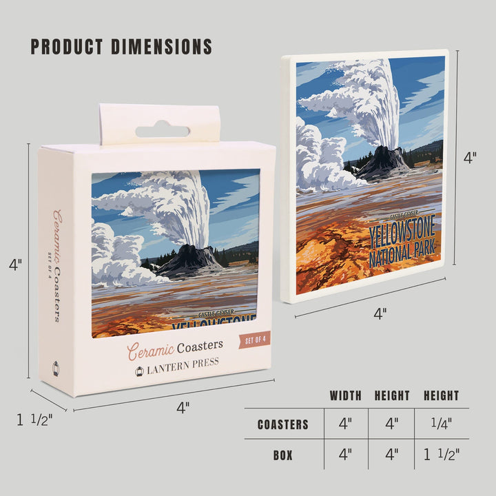 Yellowstone National Park, Wyoming, Castle Geyser, Coasters Coasters Lantern Press