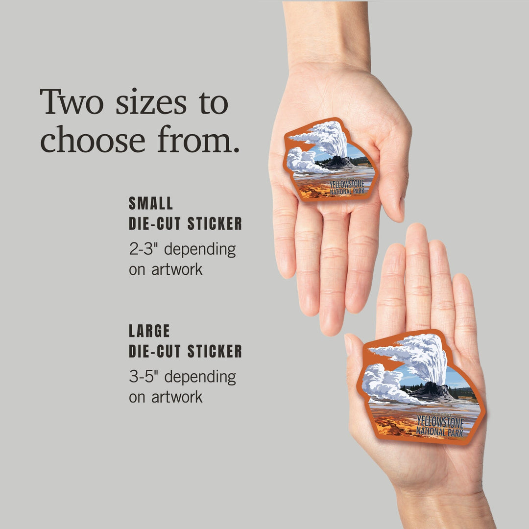 Yellowstone National Park, Wyoming, Castle Geyser, Contour, Vinyl Sticker Sticker Lantern Press